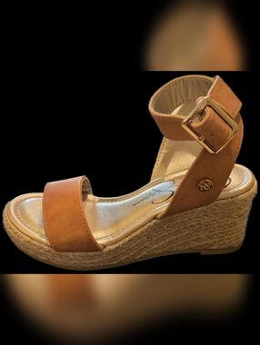 Size 13 Jessica Simpson Cognac Espadrille Wedge Sandals with Buckle